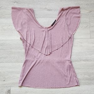 Adrianna Papell Shirt Womens Medium Short Sleeves Drape Flowy Top